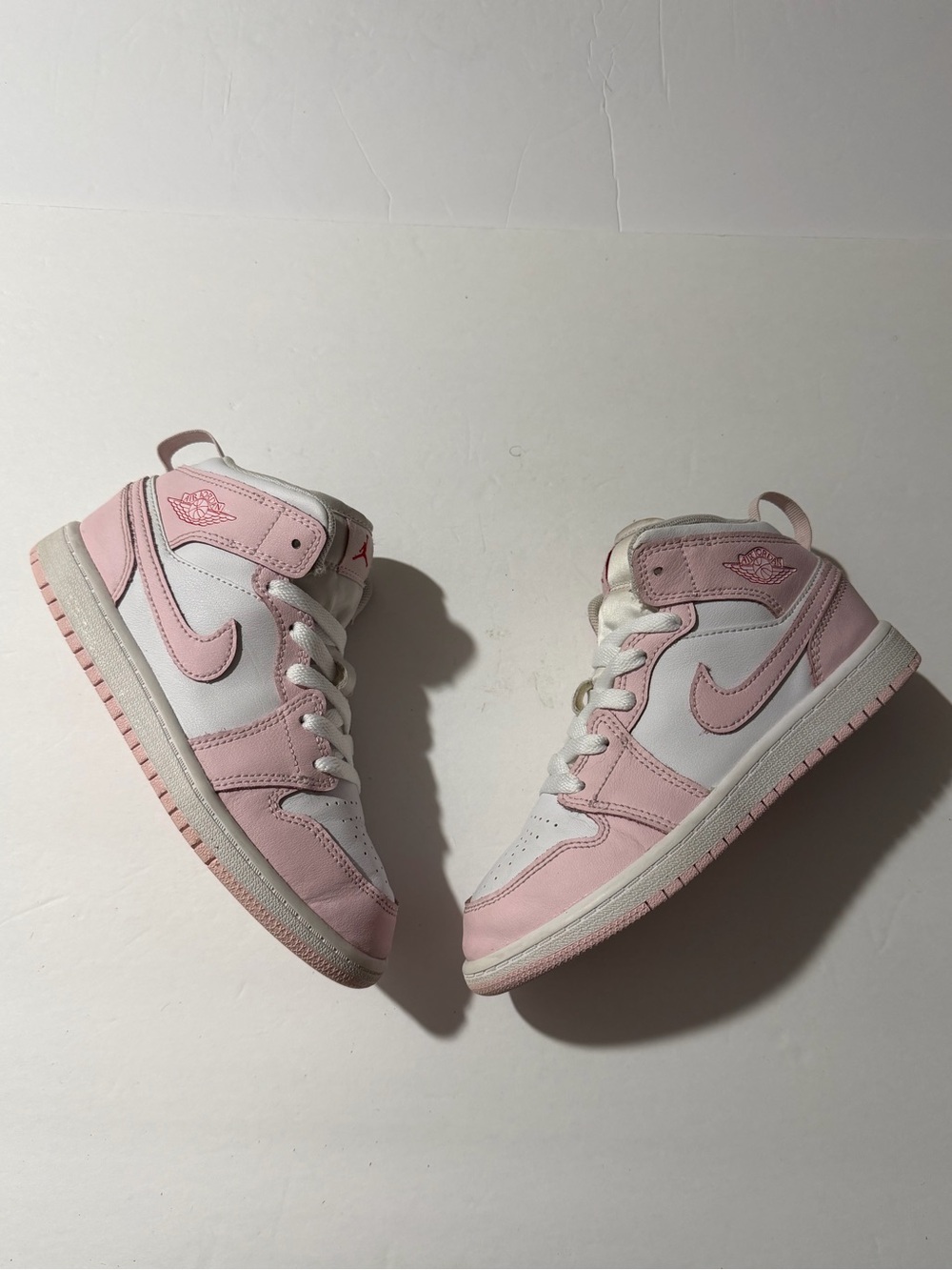 Jordan Kids Pink and White Mid-Top Sneakers